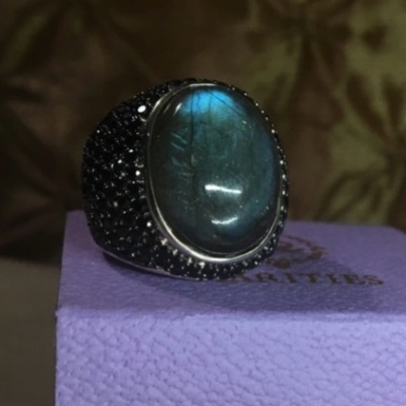 RARITIES NWT Carol Brodie Labradorite & Black Spinel Ring - Picture 8 of 8